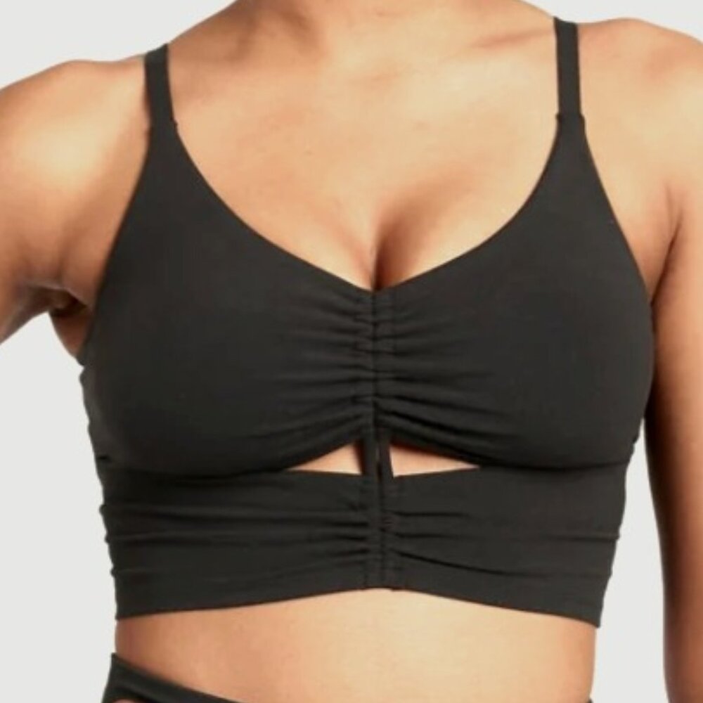 Black Athleta Cinch Longline Bra
